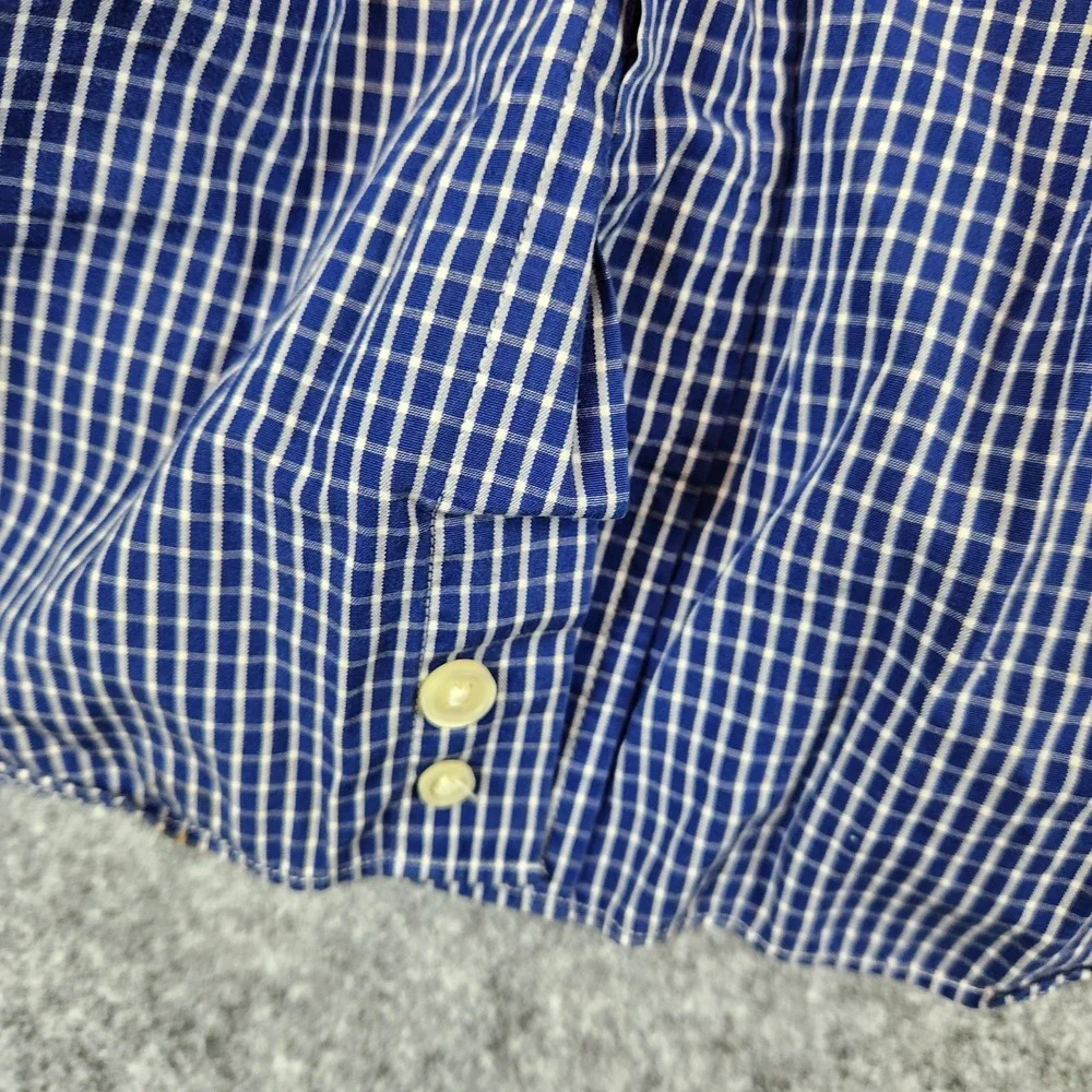 Willis & Geiger Outfitters Shirt Mens Blue Graph Check Plaid Causal Pocket READ